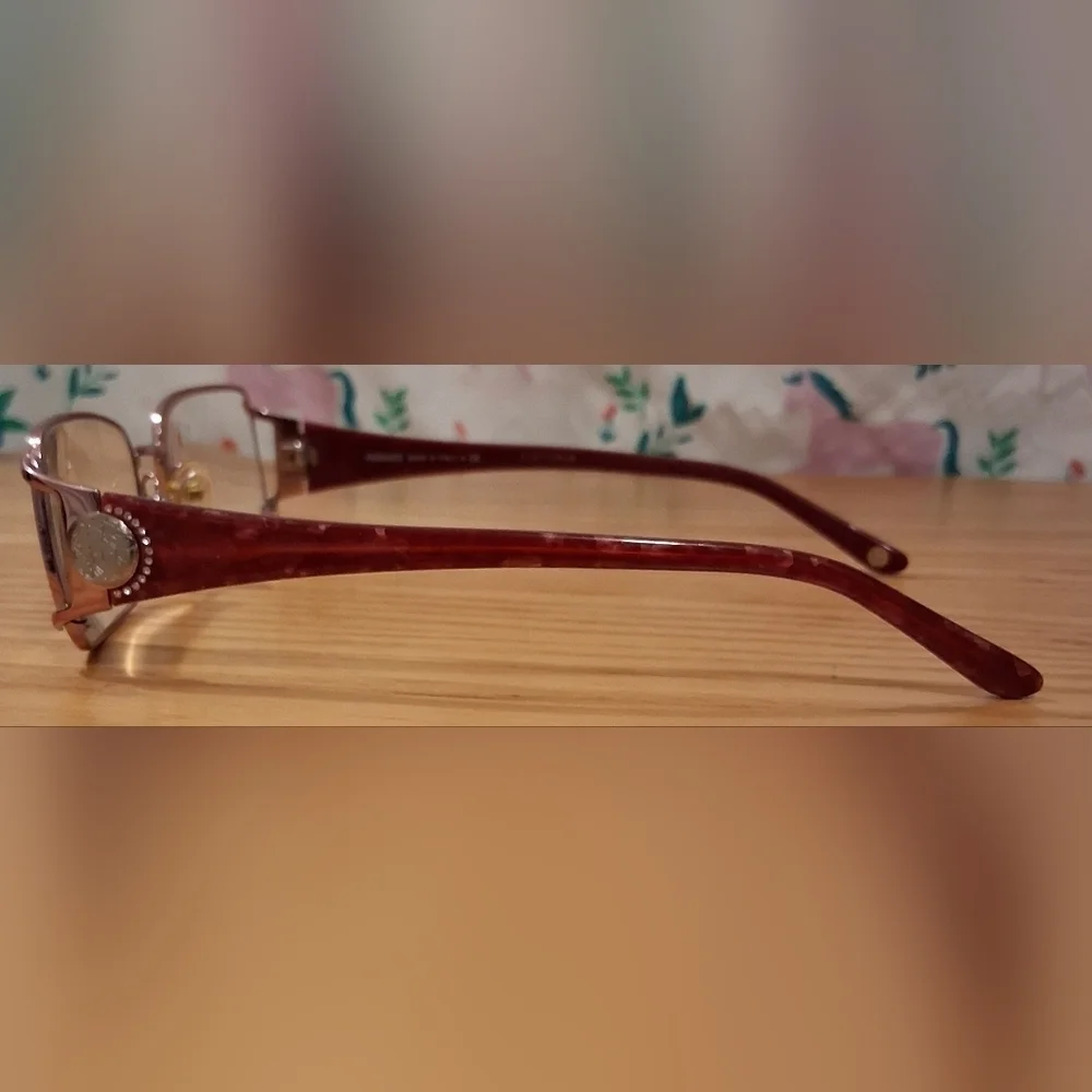 EUC Versace MOD 1142B Burgundy Marble & Silver Tone Reading Eye Glasses Frames